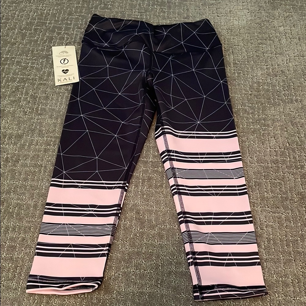 Kali Pink and Black Geometric Leggings